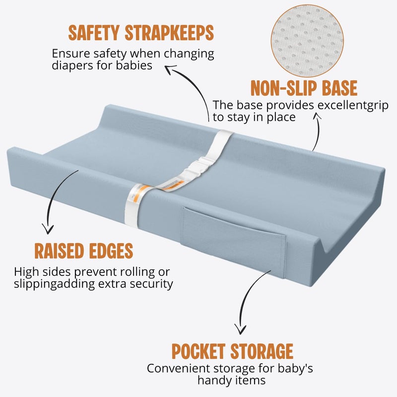 JVEOO Vegan Leather Baby Changing Pad, Waterproof & Wipeable Soft Diaper Changing Mat 32“ x 16.6" Comfortable Infant Changing Station for Dresser & Table - Image 4